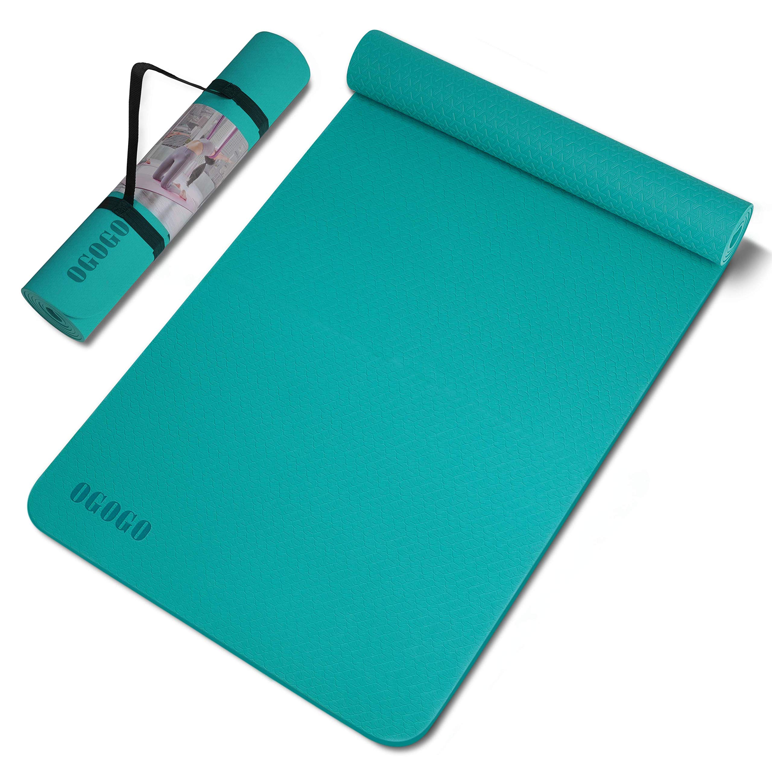 OGOGO Yoga Mat Double-Sided Non Slip,Eco Friendly Exercise Yoga Mat for Men and Women,Thick High Density Pro Mat with Carrying Strap