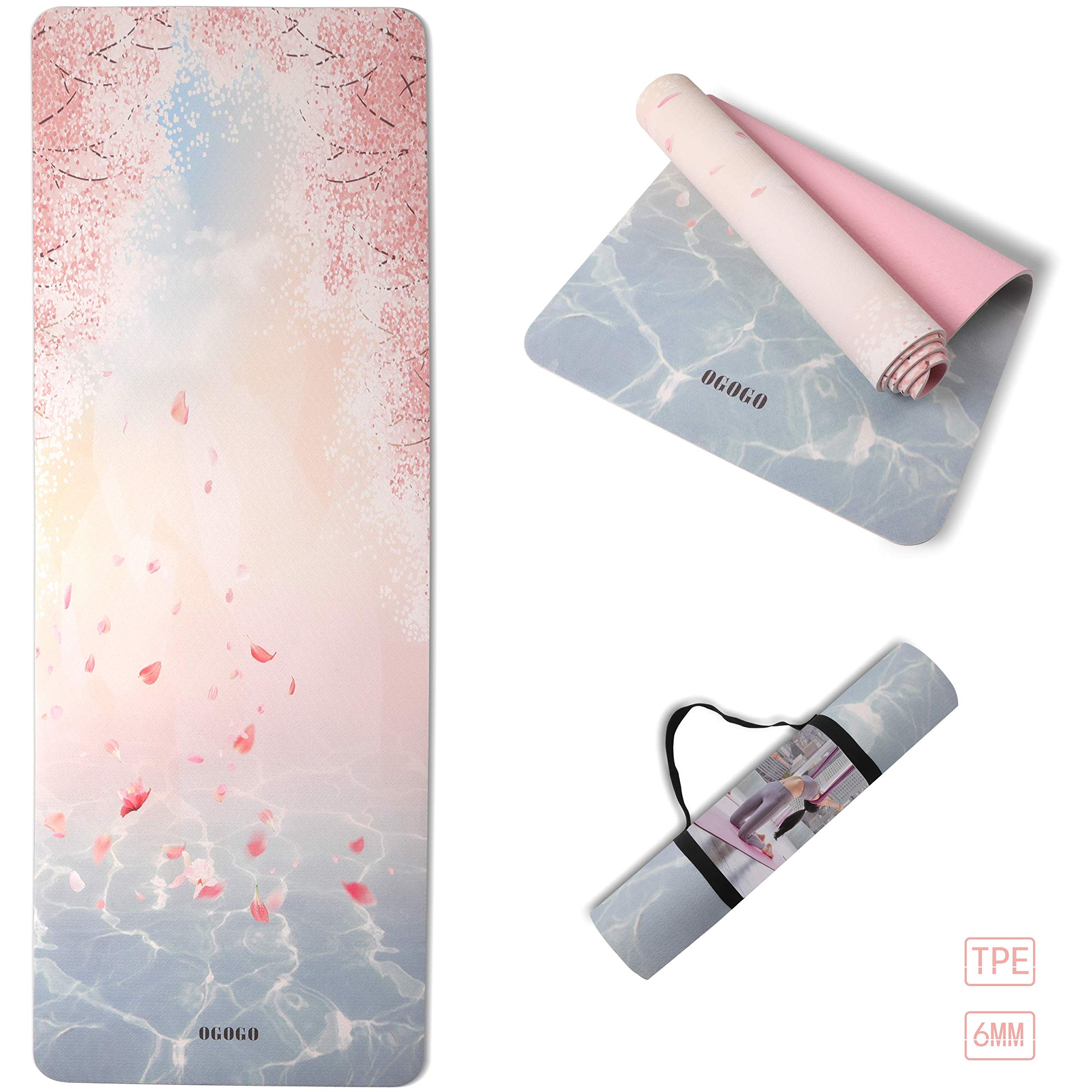 OGOGO Yoga Mat Double-Sided Non Slip,Eco Friendly Exercise Yoga Mat for Men and Women,Thick High Density Pro Mat with Carrying Strap